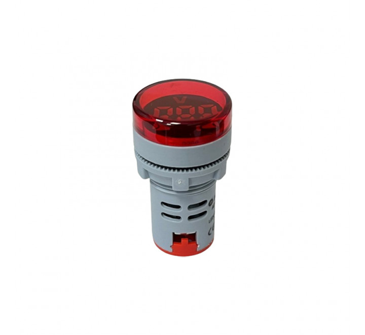 Ellicom Βολτόμετρο Πίνακος Led Φ22 20-500VAC Κόκκινο AD16-22DS