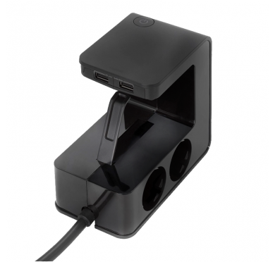 Legrand Πολύπριζο 4 Σούκο 2 USB με Καλώδιο 1,5m Μαύρο 694812