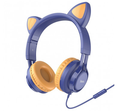 Hoco Ακουστικά Με Μικρόφωνο 3,5mm Cat EAR Μπλε 6931474770400