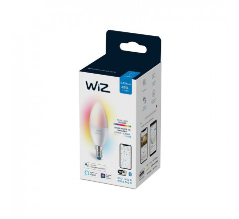 Wiz Smart Λάμπα Led Κερί E14 4,9W και Σχήμα C37 Εναλλαγής Θερμού-Ψυχρού 470lm Dim via WiFi 787097