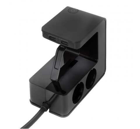 Legrand Πολύπριζο 4 Σούκο 2 USB με Καλώδιο 1,5m Μαύρο 694812