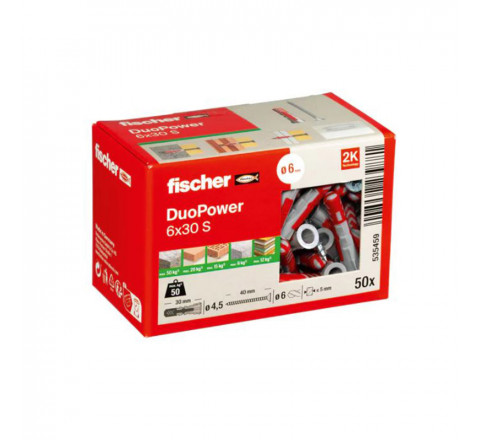 Fischer Βύσμα Ούπα Πλαστικό DuoPower S 6x30mm Με Βίδα 535459