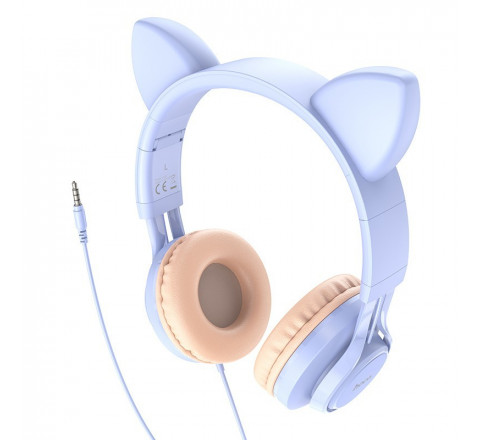 Hoco Ακουστικά Με Μικρόφωνο 3,5mm Cat EAR Γαλάζιο 6931474770417