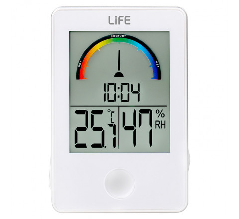 Life Ψηφιακό Θερμόμετρο Υγρόμετρο Με Ρολόι Λευκό 221-0006