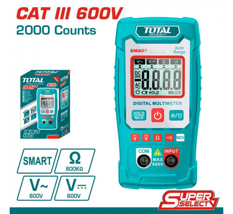 Total Ψηφιακό Πολύμετρο Cat III 600V TMT460011