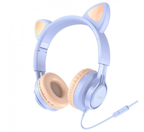 Hoco Ακουστικά Με Μικρόφωνο 3,5mm Cat EAR Γαλάζιο 6931474770417