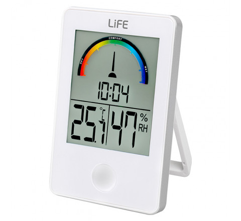 Life Ψηφιακό Θερμόμετρο Υγρόμετρο Με Ρολόι Λευκό 221-0006